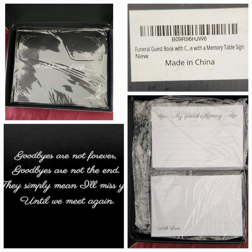 New-Funeral Guest Book 150 Share a Memory Cards Elegant Signature Pen w/Stand...